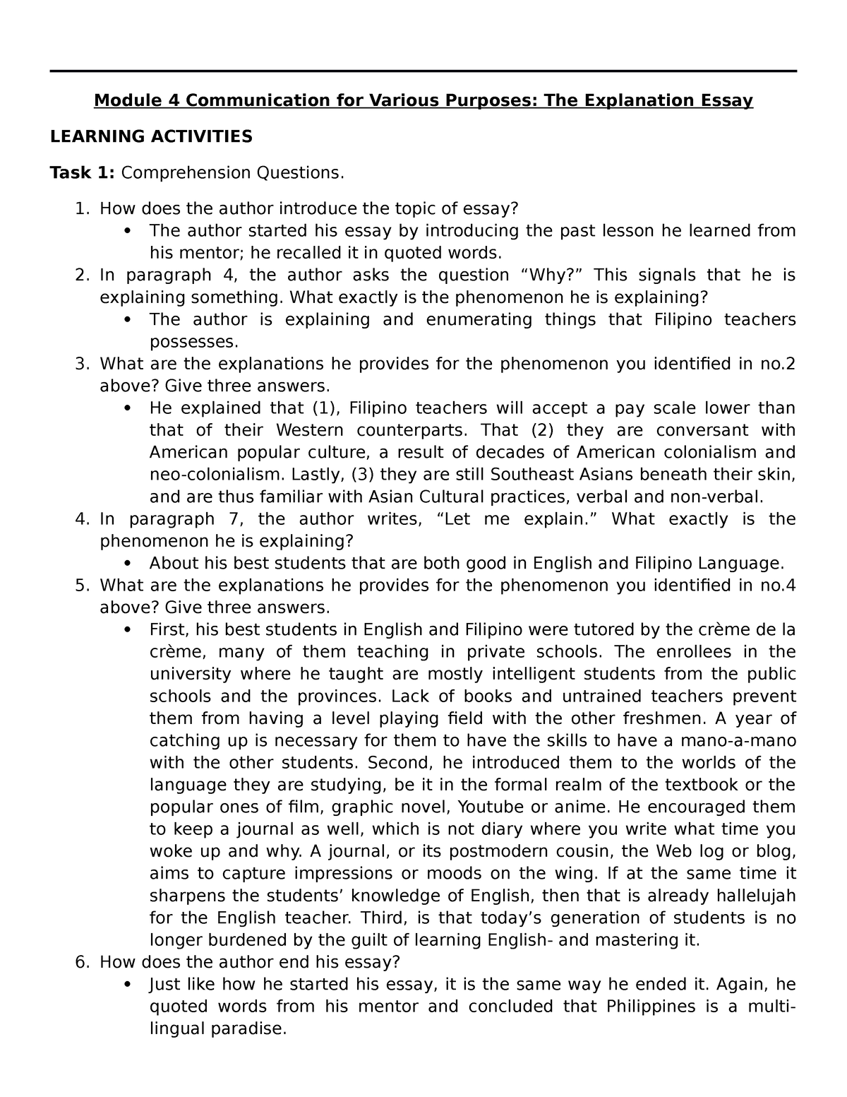 module 1 essay example communication studies