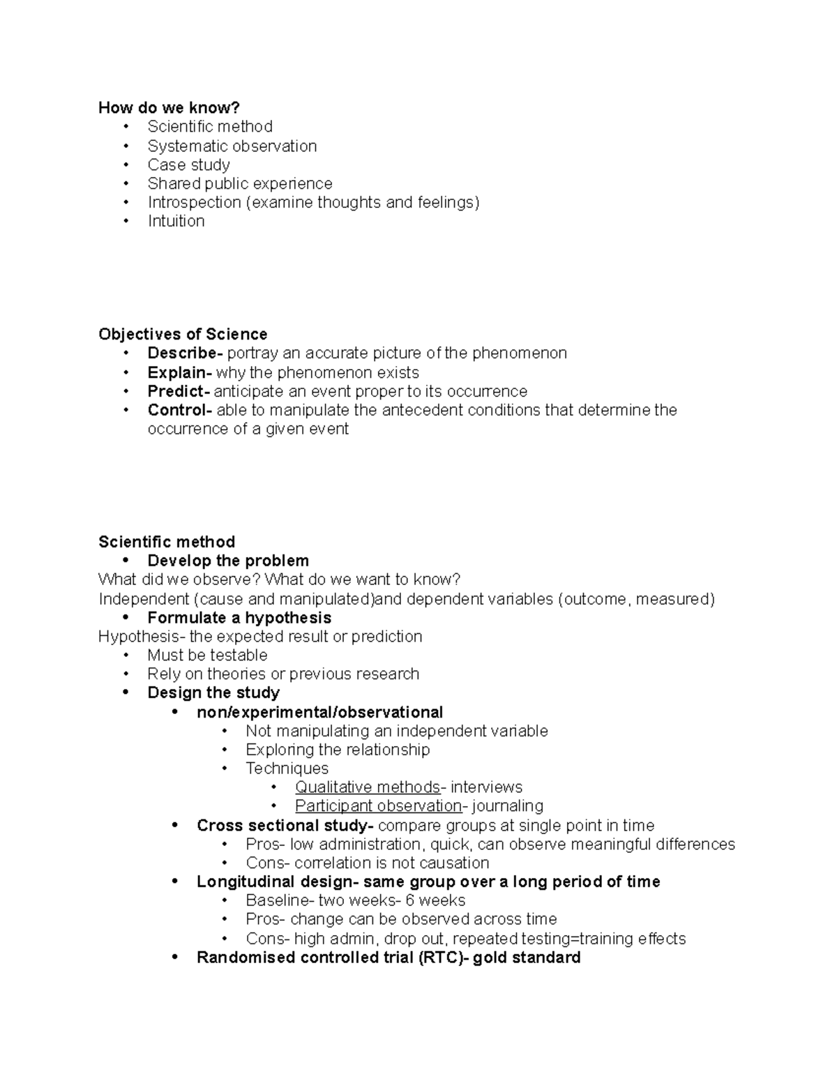 Topics in physco - How do we know? - Scientific method - Systematic ...