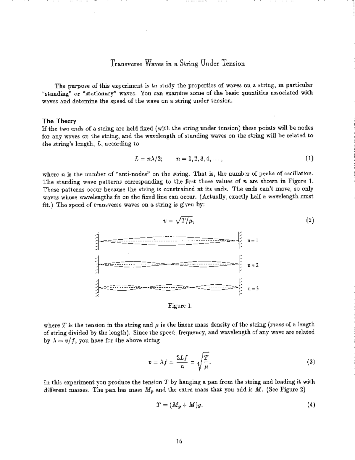 6Transverse Waves in a String Under Tension SWS 4602C Studocu
