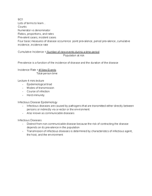 Midterm 1 Study Guide - Fundamentals of Epidemiology - Outline of PHP ...