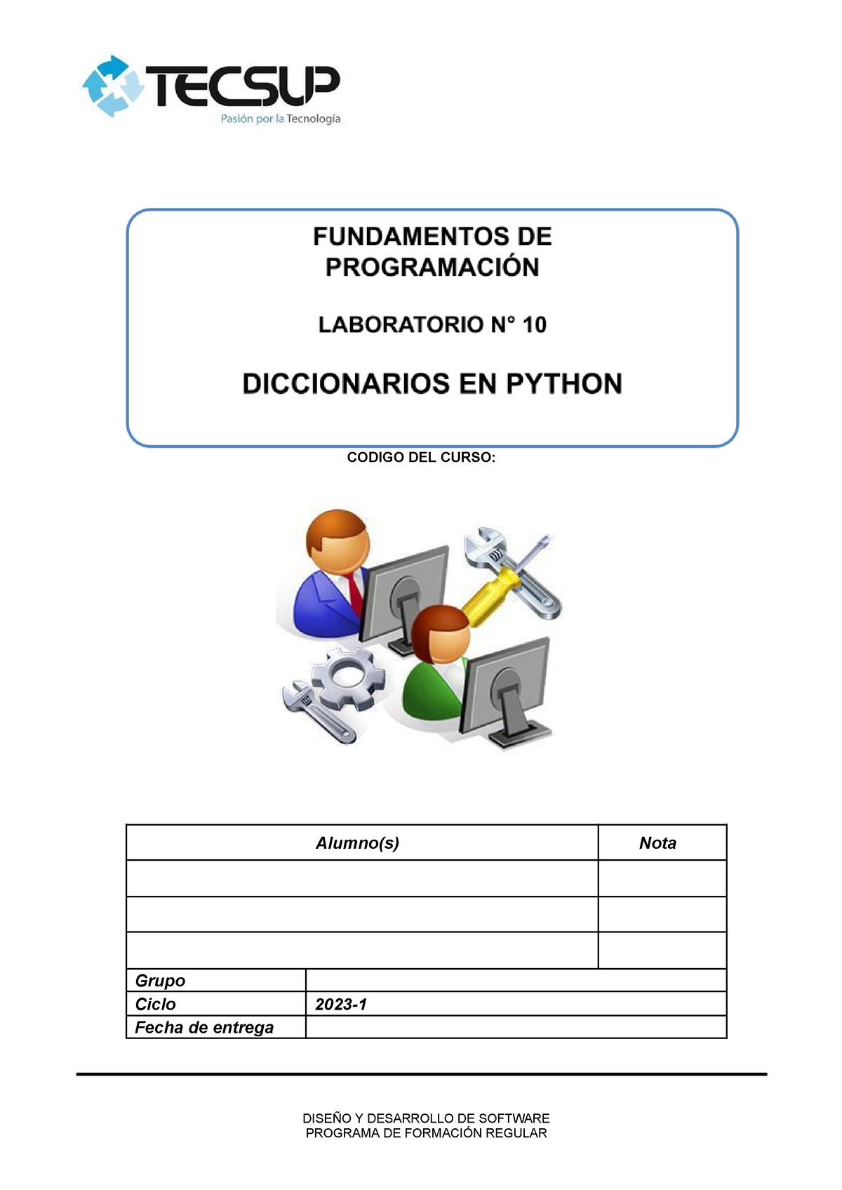 Lab 10 - Diccionarios - Laboratorio - CODIGO DEL CURSO: Alumno(s) Nota ...