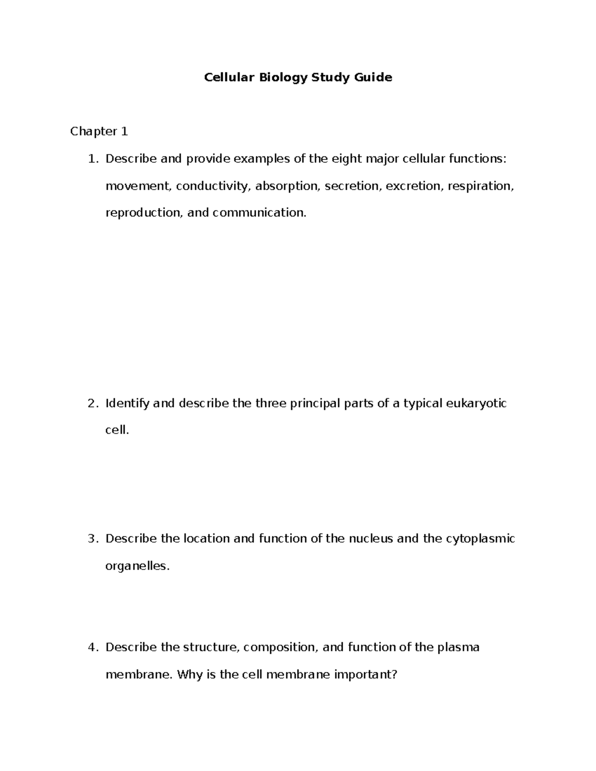 Cellular Biology Study Guide-1 - Cellular Biology Study Guide Chapter 1 ...