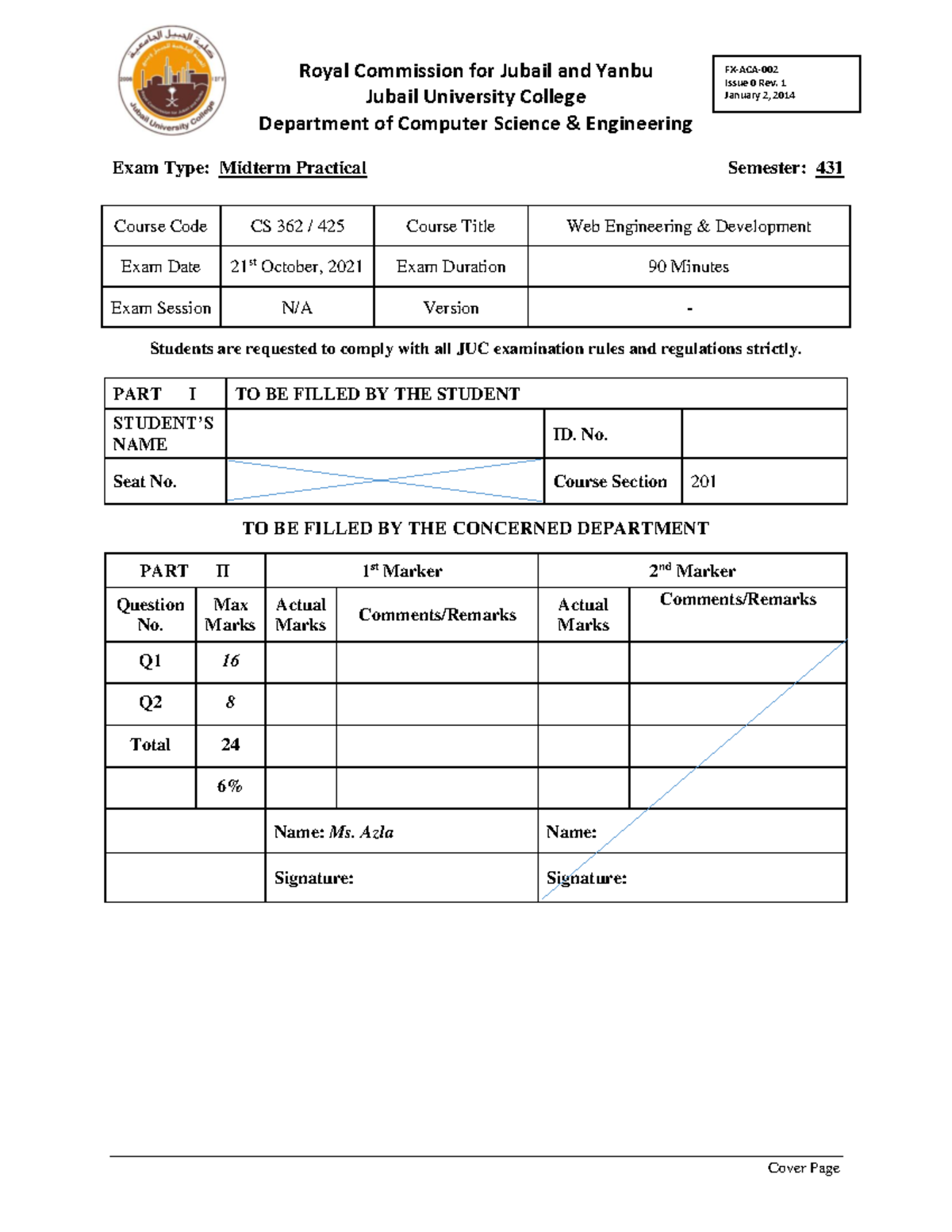 Web Application Practical Midterm - Royal Commission for Jubail and ...