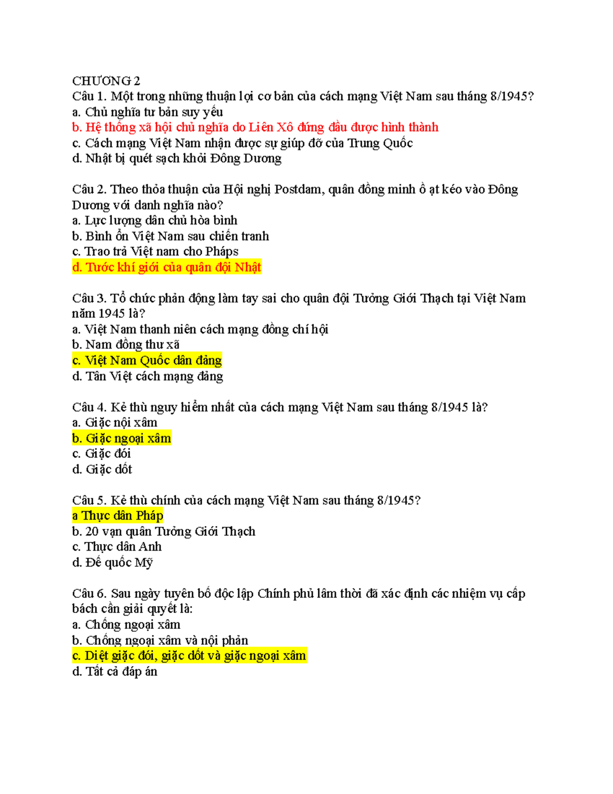 ÔN TẬP CHƯƠNG 2 - CHƯƠNG 2 Câu 1. Một trong những thuận lợi cơ bản của ...