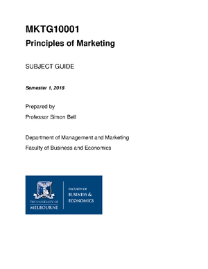 MKTG10001, Subject Guide 2018-S1 - MKTG Principles of Marketing SUBJECT ...