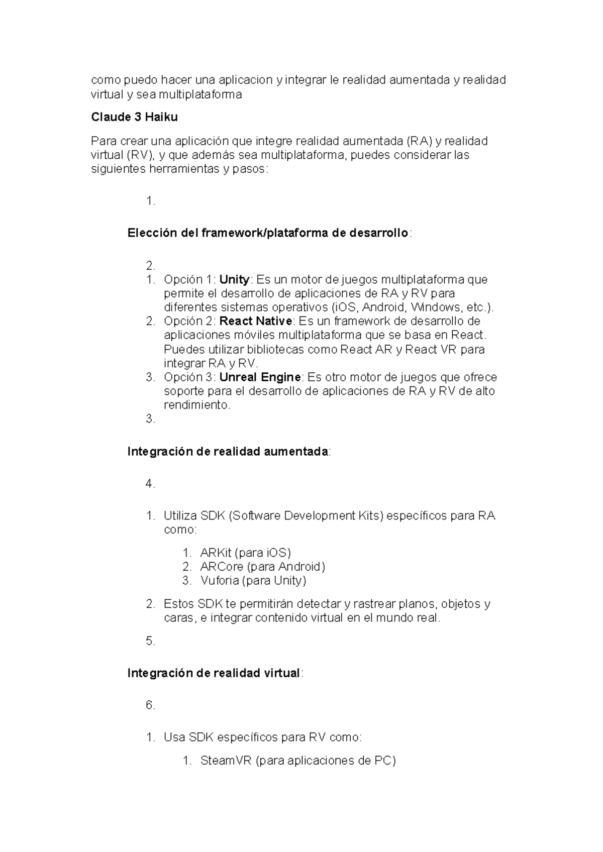 App con vr y ra multiplataforma como puedo hacer una aplicacion y