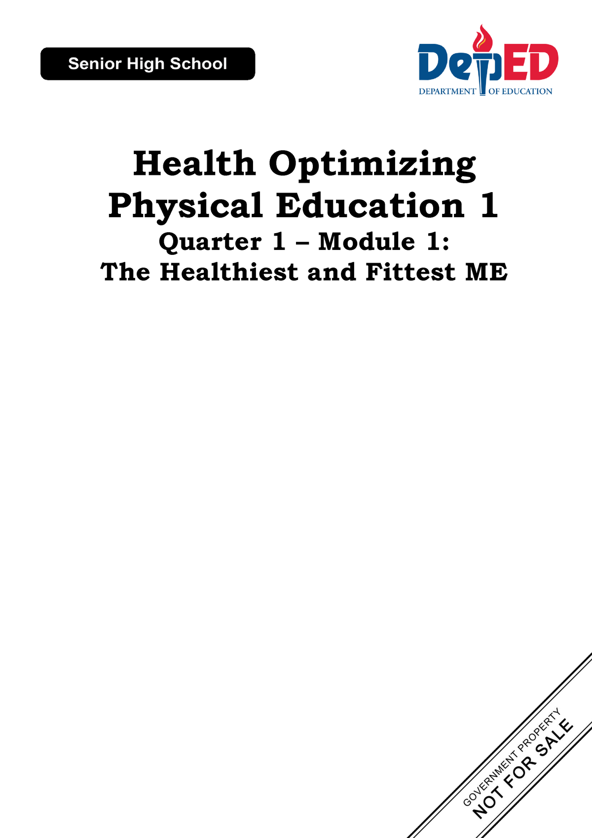 Hope 1 Module 1 Grade 11 P - Health Optimizing Physical Education 1 ...