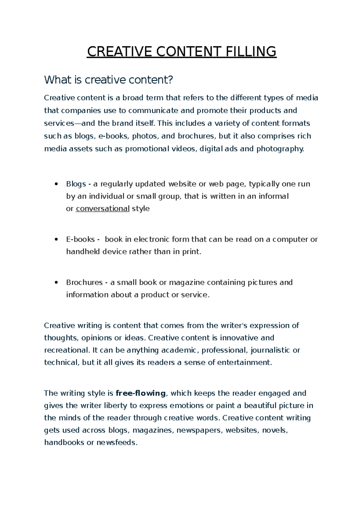 Creative Content Filling WFM - CREATIVE CONTENT FILLING What is ...