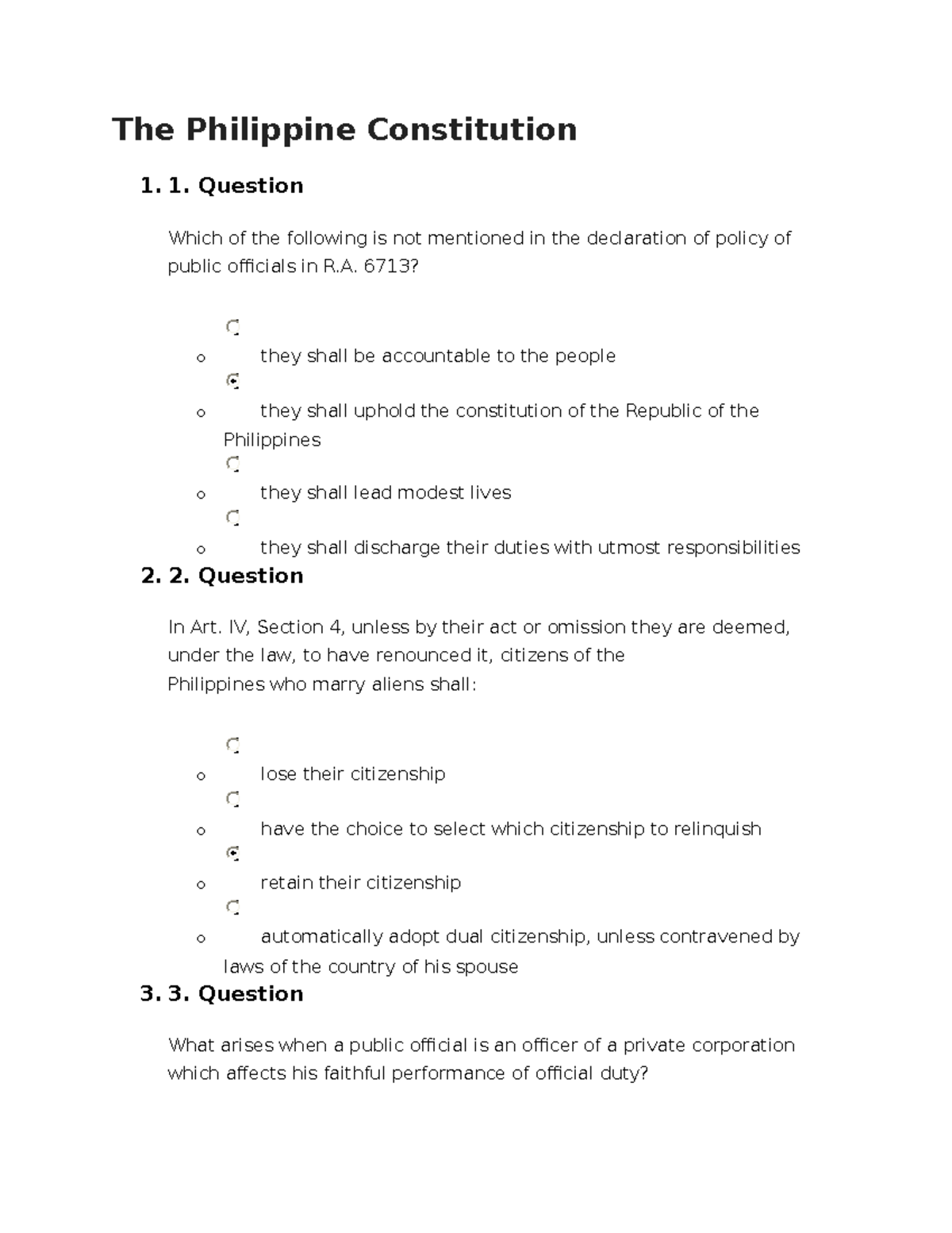 The Philippine Constitution 60 items - The Philippine Constitution 1. 1 ...