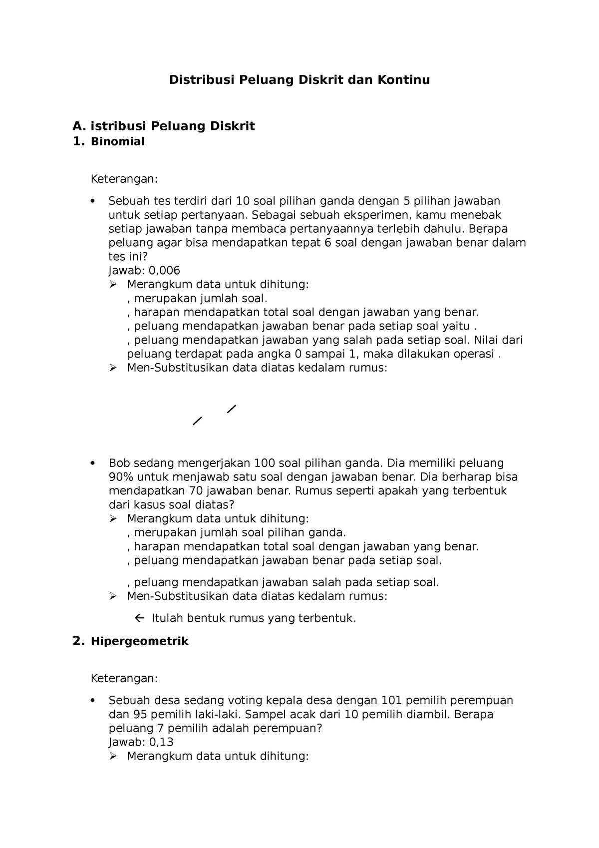 Distribusi Peluang Diskrit Dan Kontinu - Istribusi Peluang Diskrit 1 ...