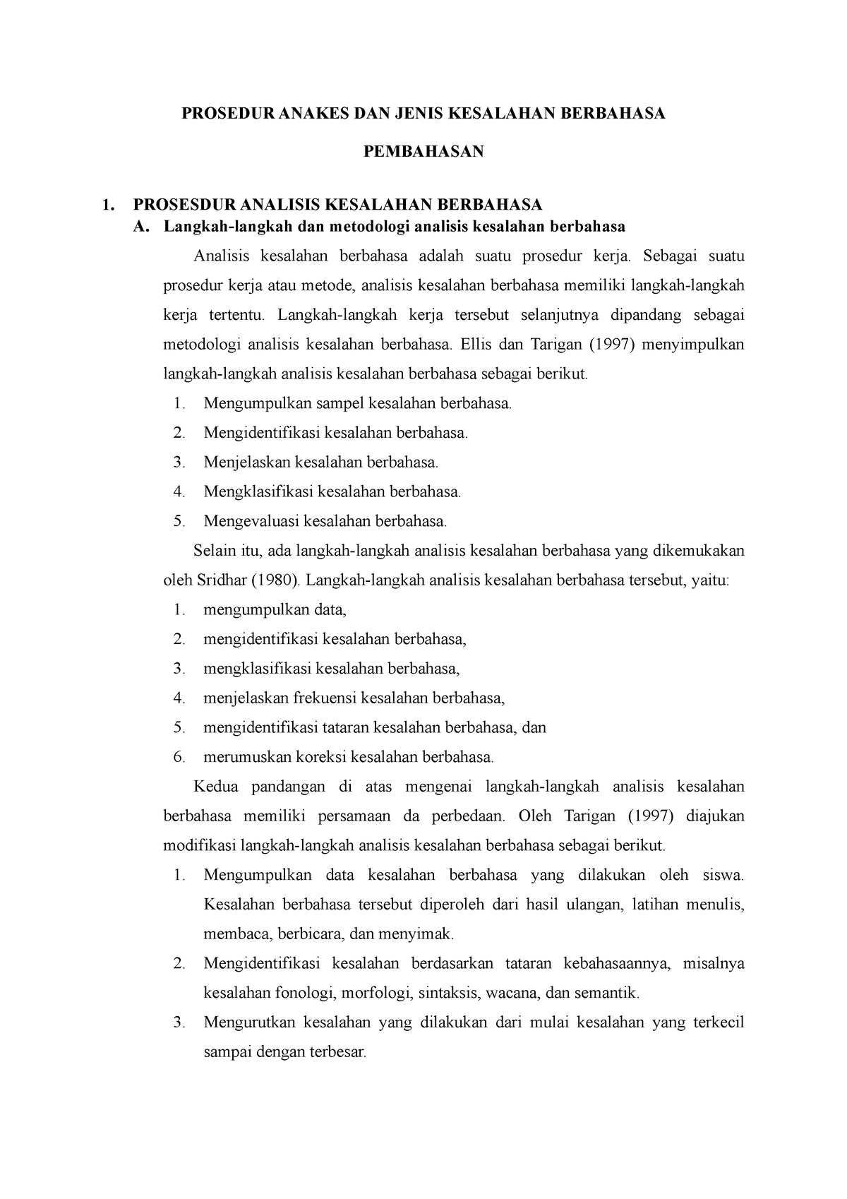 Prosedur Anakes DAN Jenis Kesalahan Berbahasa - PROSEDUR ANAKES DAN ...