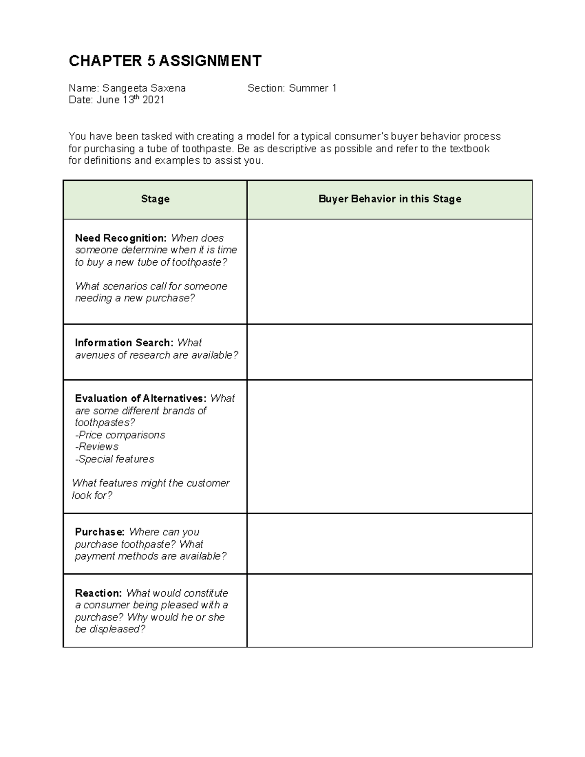 Marketing - The Promotion among the 4 Ps - CHAPTER 5 ASSIGNMENT Name ...