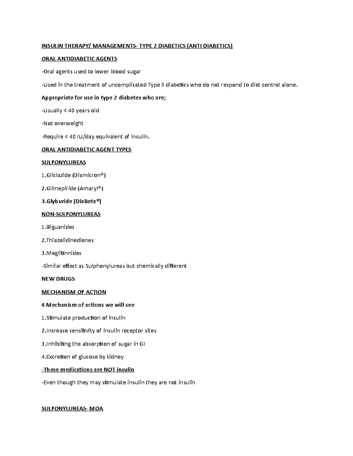 Insulin Therapy- TYPE 2 Pharm Notes - INSULIN THERAPY/ MANAGEMENTS ...