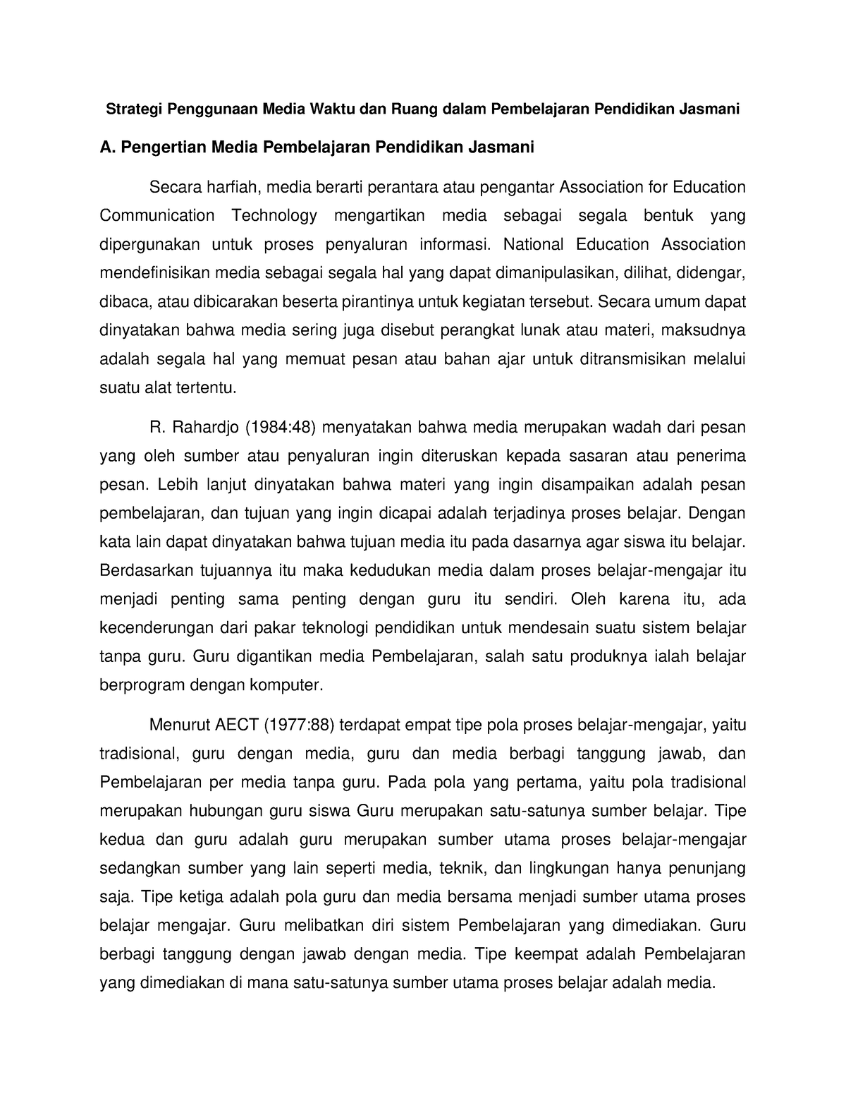 Strategi Penggunaan Media Waktu Dan Ruang Dalam Pembelajaran Pendidikan ...