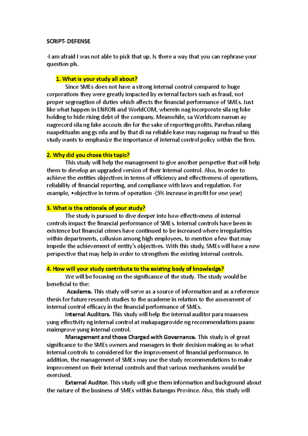 ScriptDefense ScriptDefense SCRIPT DEFENSE I am afraid I was