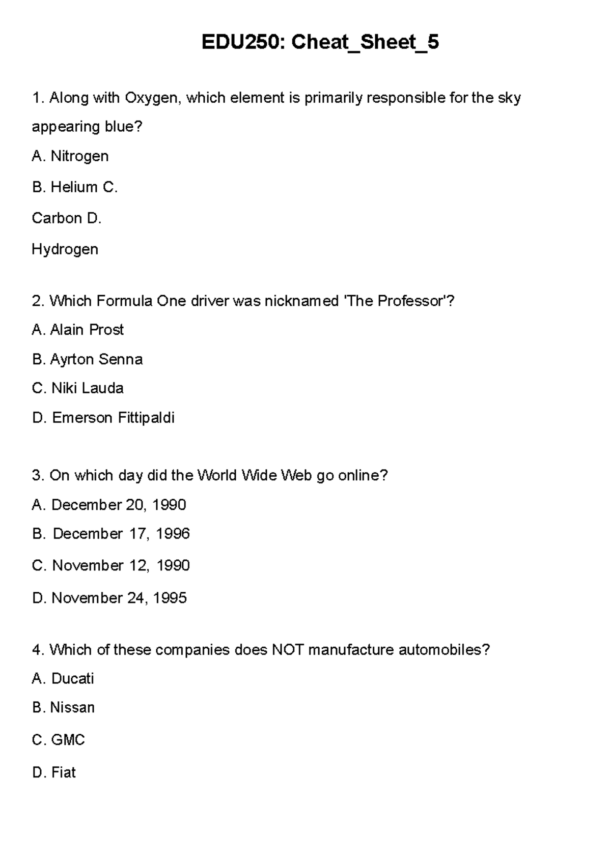 EDU250 Cheat Sheet 5 - education 250 for first sem students - EDU250 ...
