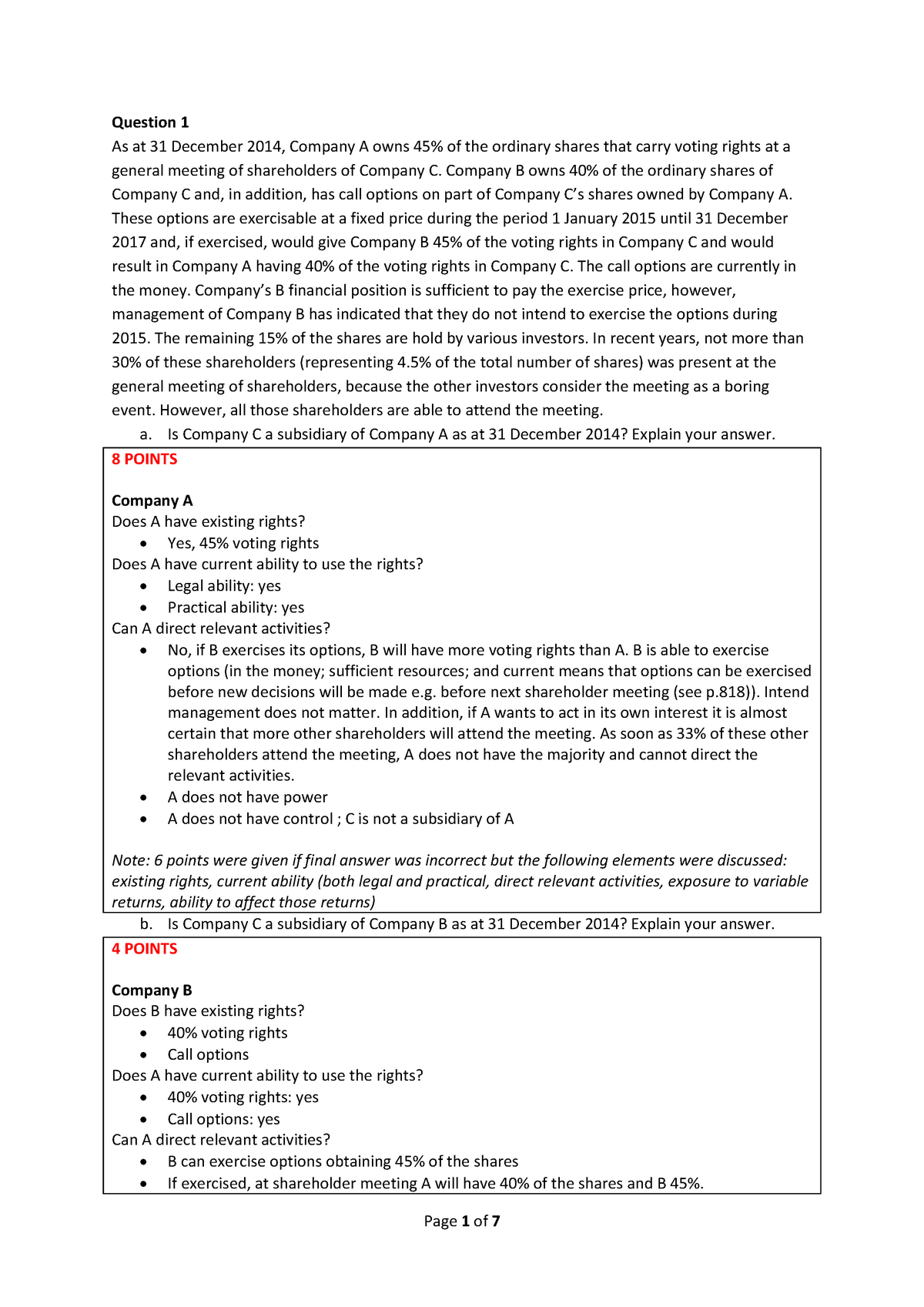 Exam 21 October 2015, Questions And Answers - Question 1 As At 31 ...