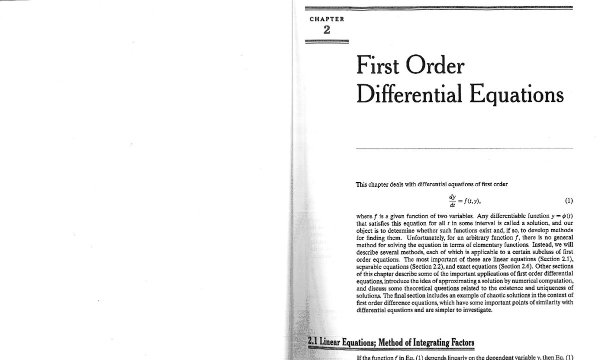 Linear Eqns&Integrating F - CHAPTER 2 First Order Differential ...