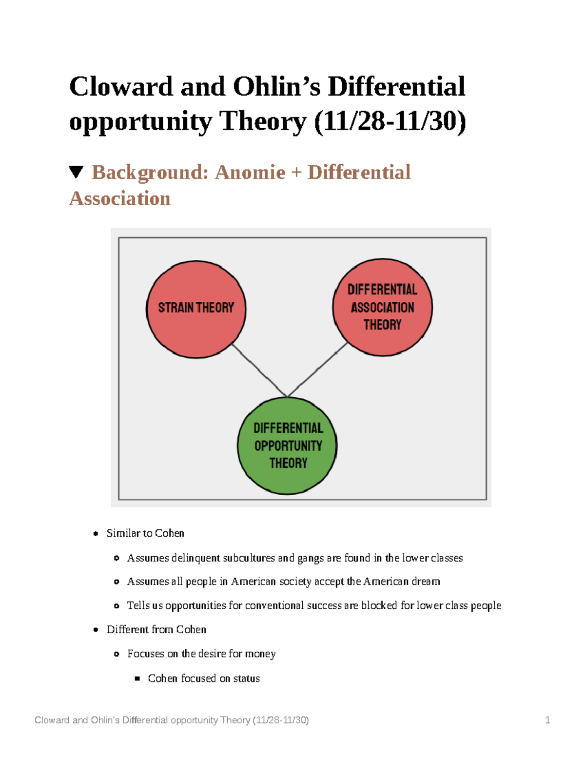 Cloward and Ohlins Differential Opportunity Theory - ... do NOT give it ...