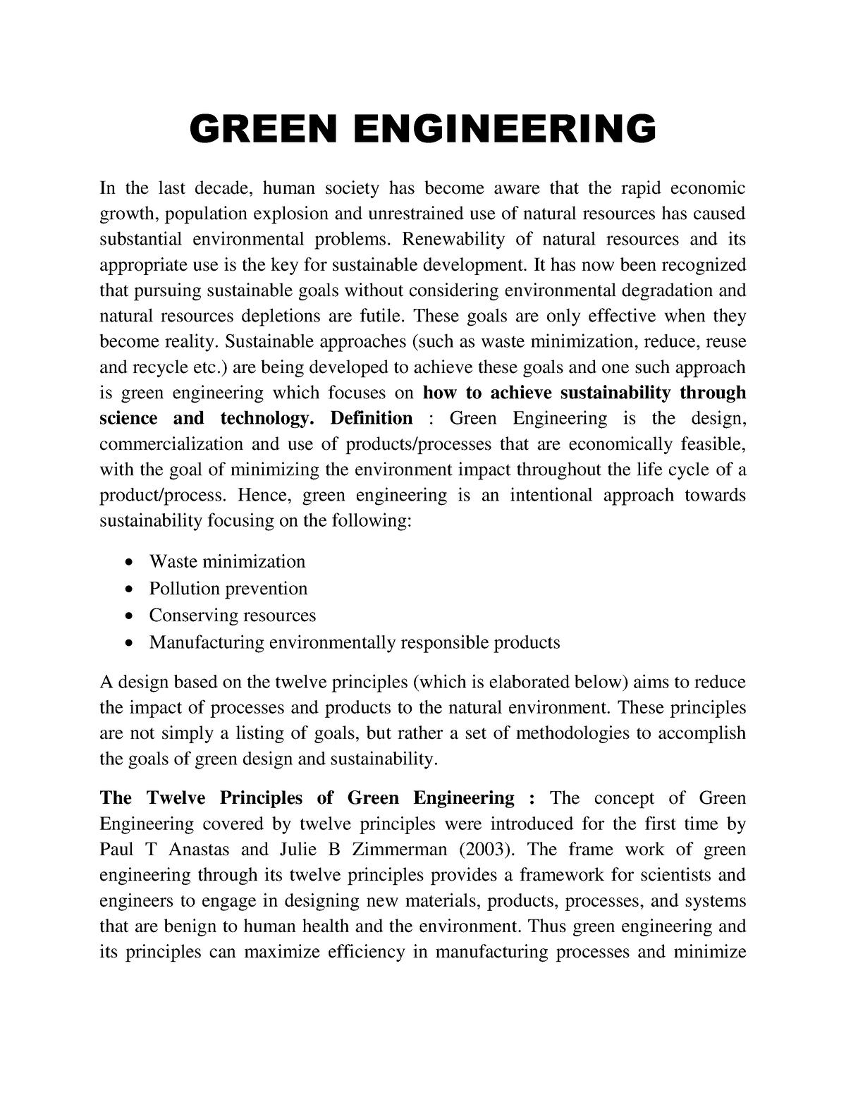 green engineering thesis