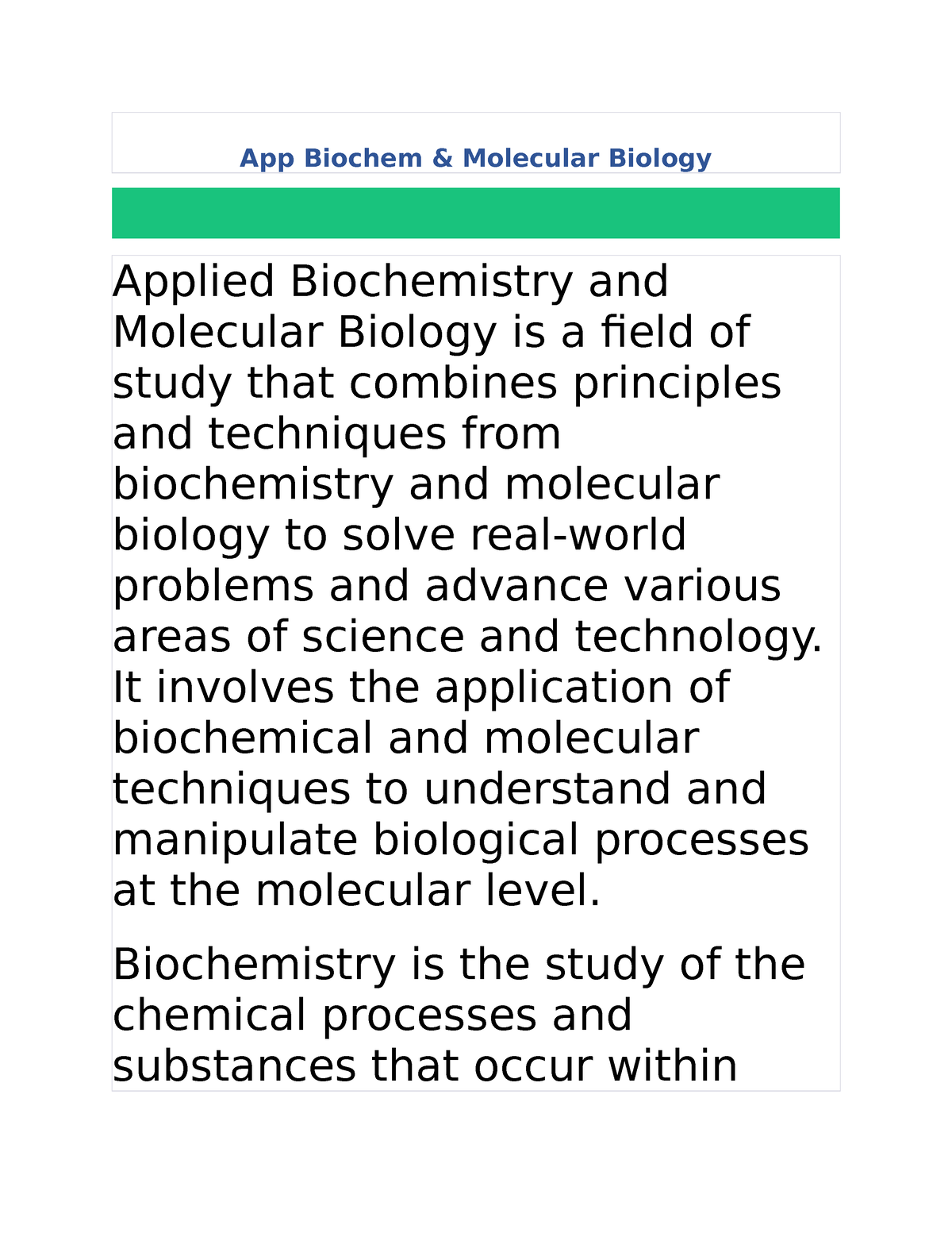 Applied Biochemistry And Molecular Biology - App Biochem & Molecular ...