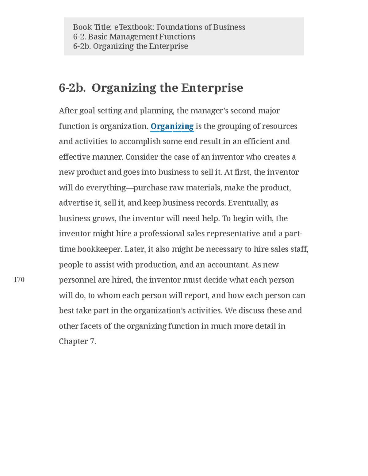 Organizing the Enterprise - Book Title: eTextbook: Foundations of ...