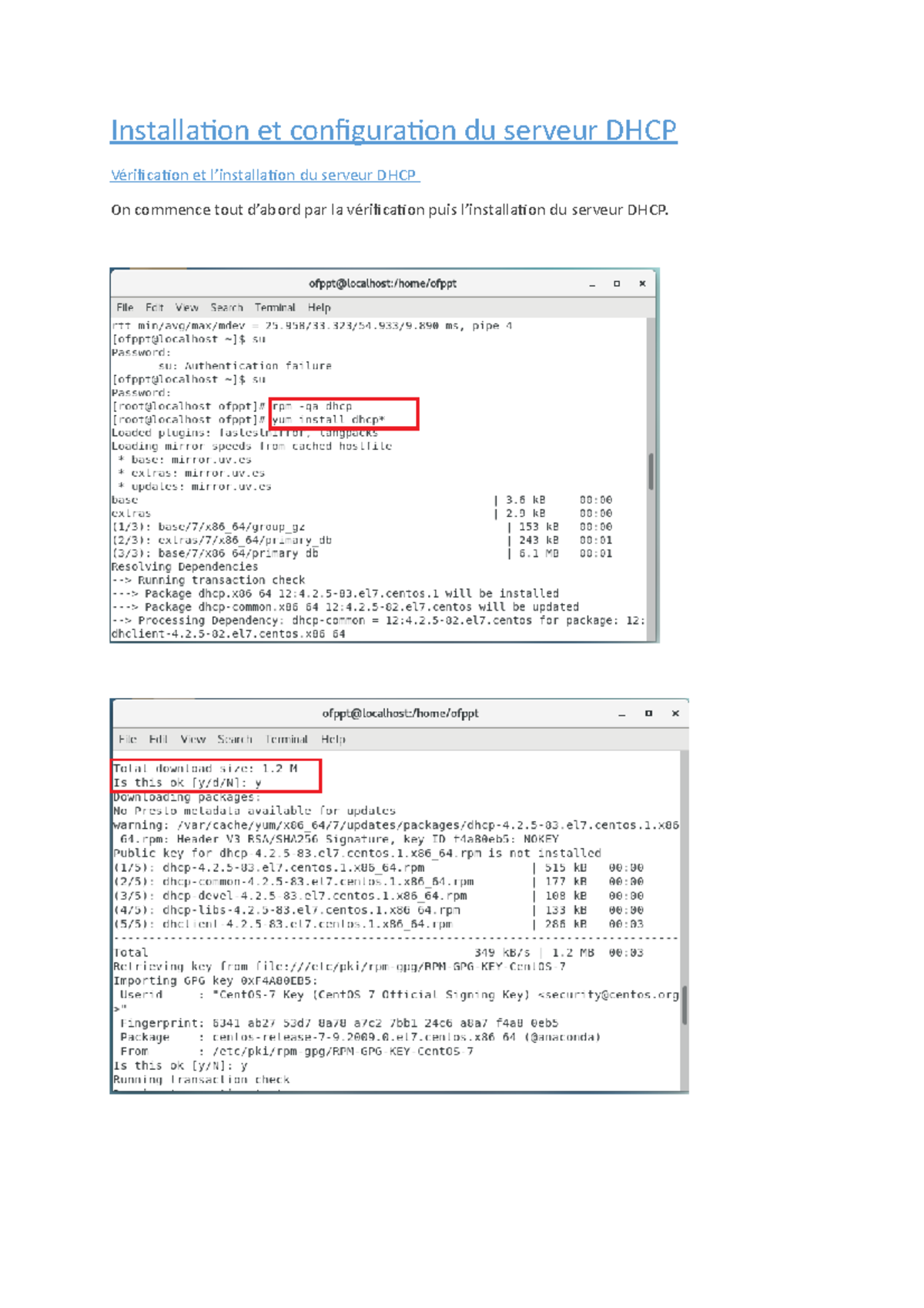 configuration dhcp sur centos 7