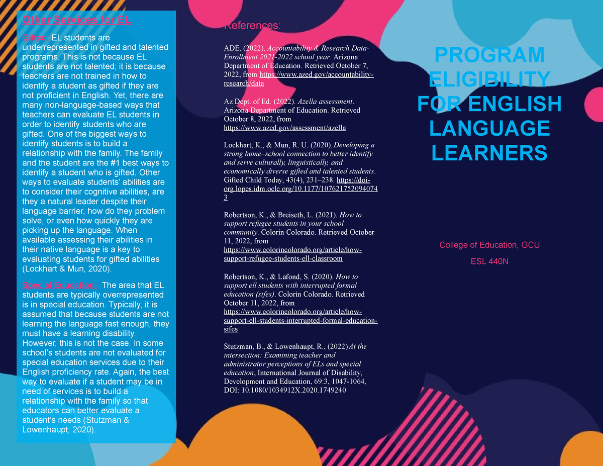 2- Program Eligibility for English Language Learners - PROGRAM ...