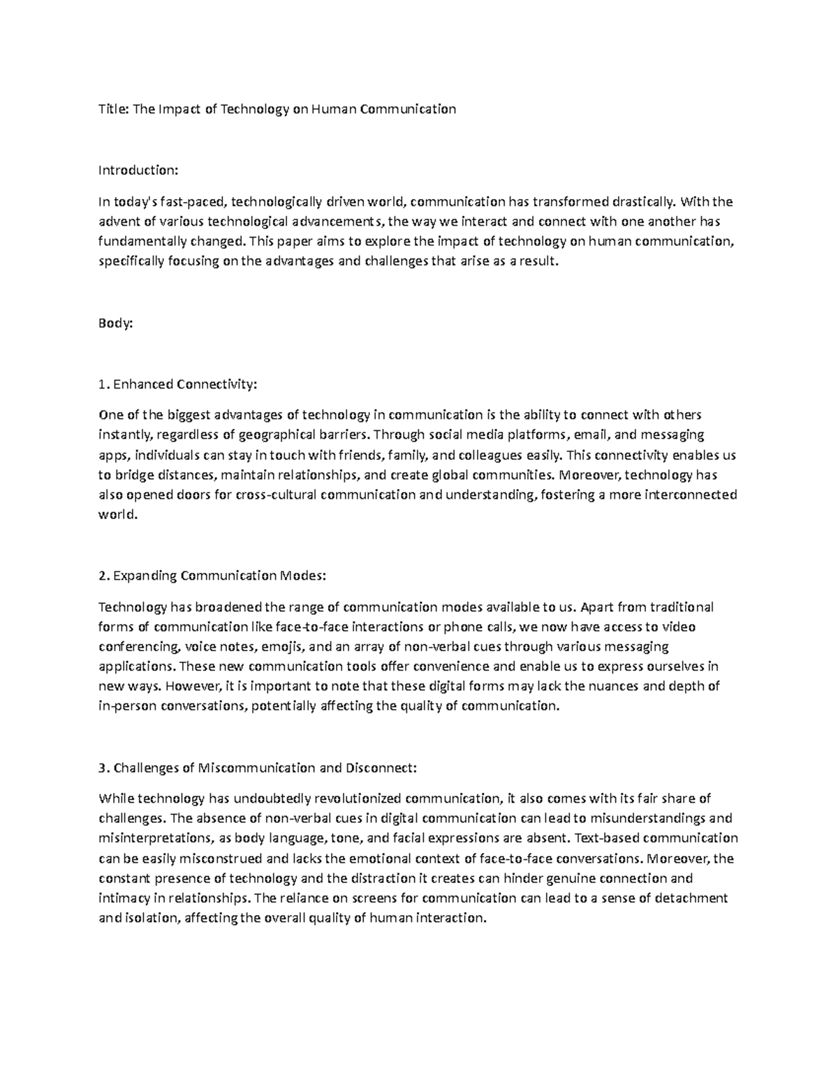 Document 2023-08-08T23 31 40 - Title: The Impact of Technology on Human ...