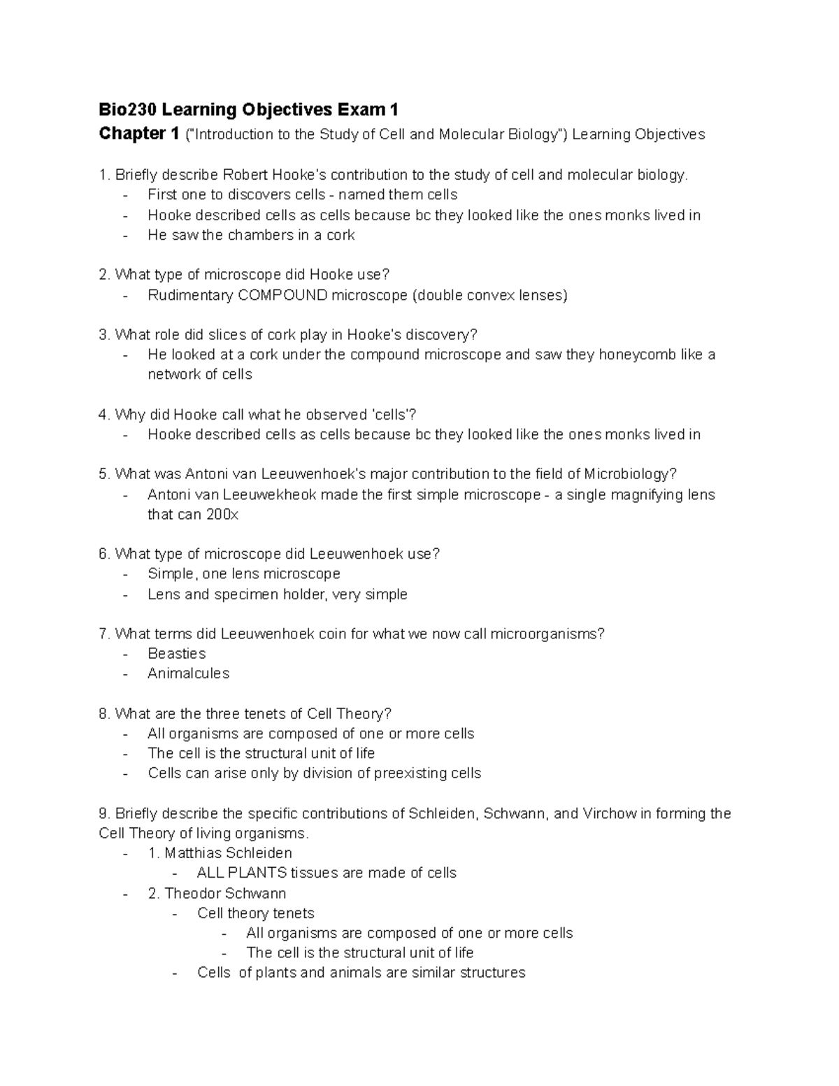 Chapter 1 (“Introduction to the Study of Cell and Molecular Biology ...