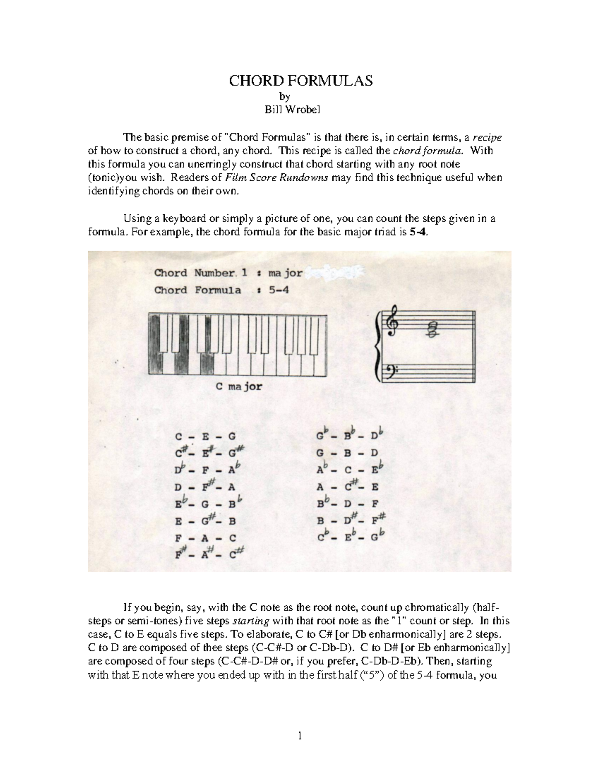 Chord formulas - hhhhh - CHORD FORMULAS by Bill Wrobel The basic ...
