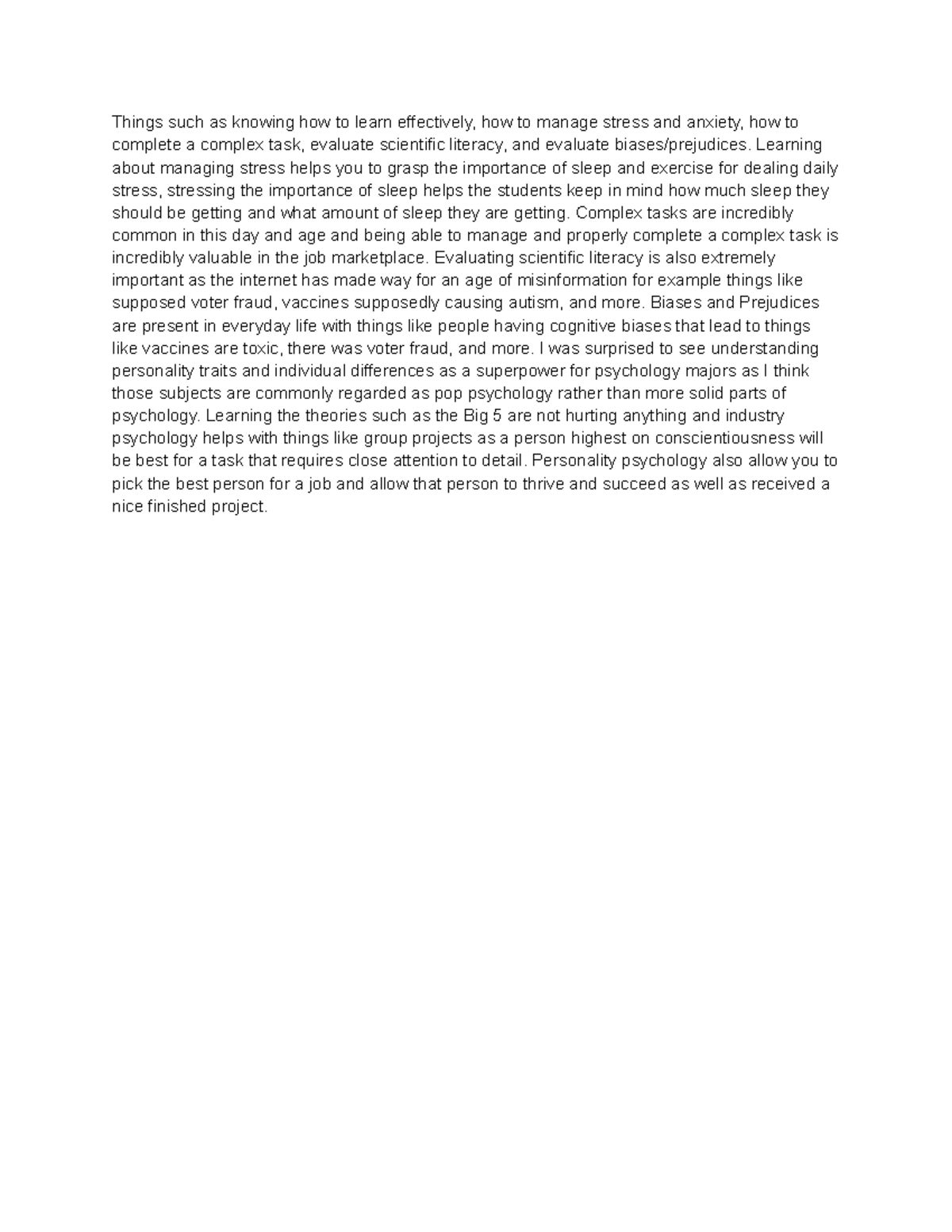 Superpowers Of Psychology Major Assignment Things Such As Knowing How