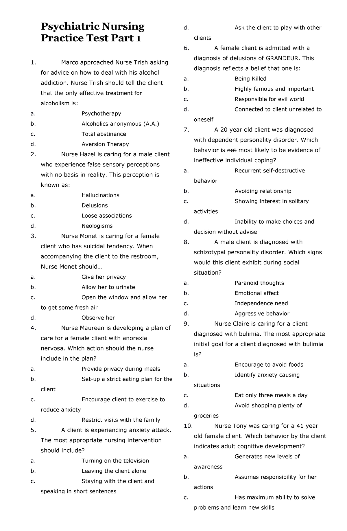 Practice-Test-Psychiatric-Nursing-150-Items - Psychiatric Nursing ...