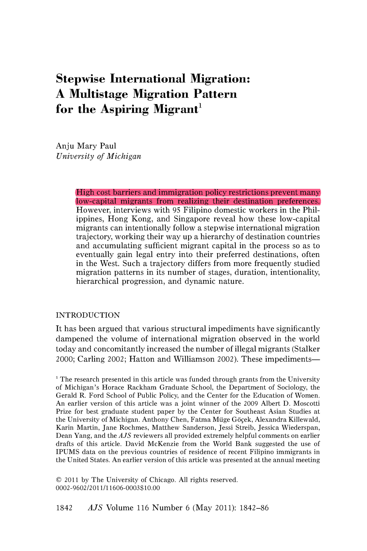 thesis on migration patterns