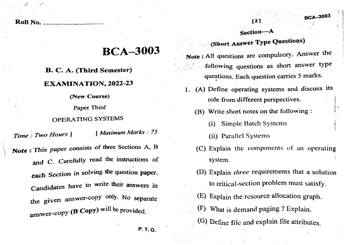 Bca-3-sem-operating-systems-bca-3003-2023 - Operating System - Studocu