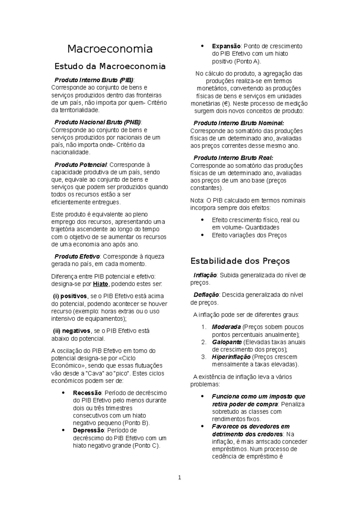 Macroeconomia - Apontamento - Macroeconomia Estudo da Macroeconomia ...