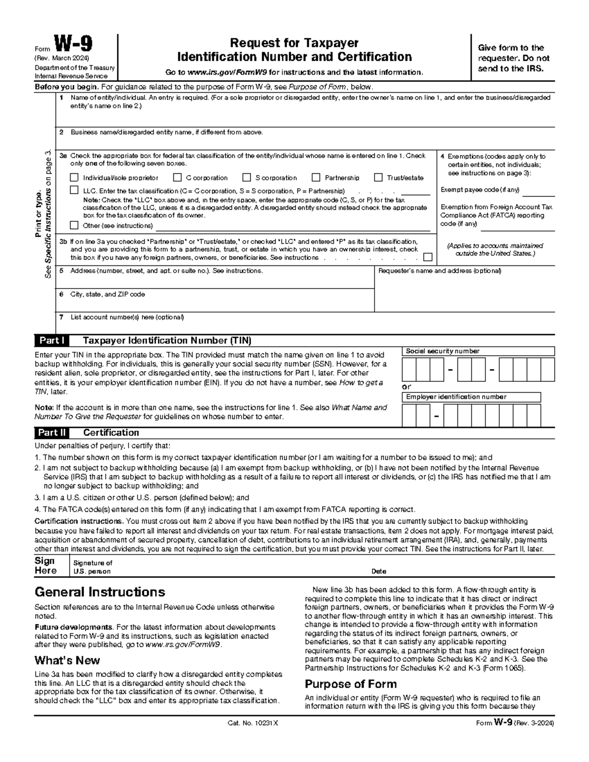 Fw9 Fw9 Form W (Rev. March 2024) Request for Taxpayer