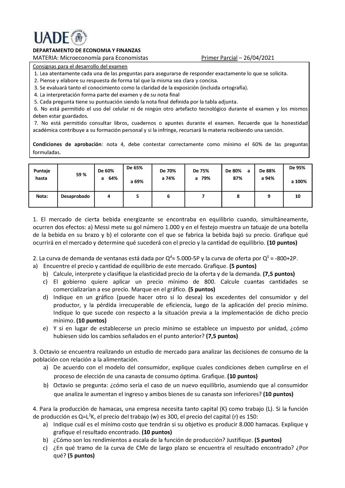 Primer Parcial Microeconomia - DEPARTAMENTO DE ECONOMIA Y FINANZAS ...