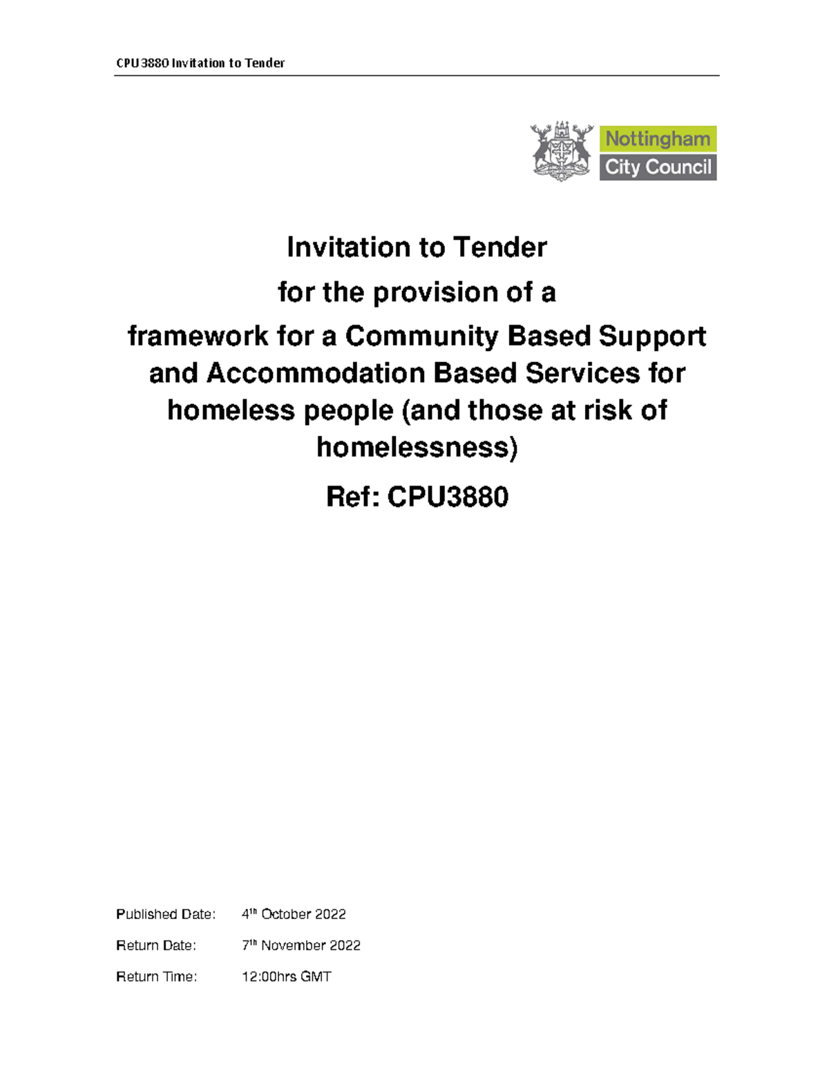 CPU3880 ITT draft framework Final - CPU3880 Invitation to Tender ...