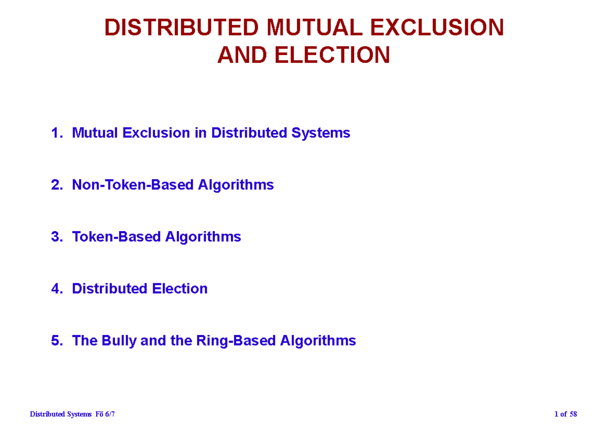 Mutual - The well known critical section problem! In a distributed ...