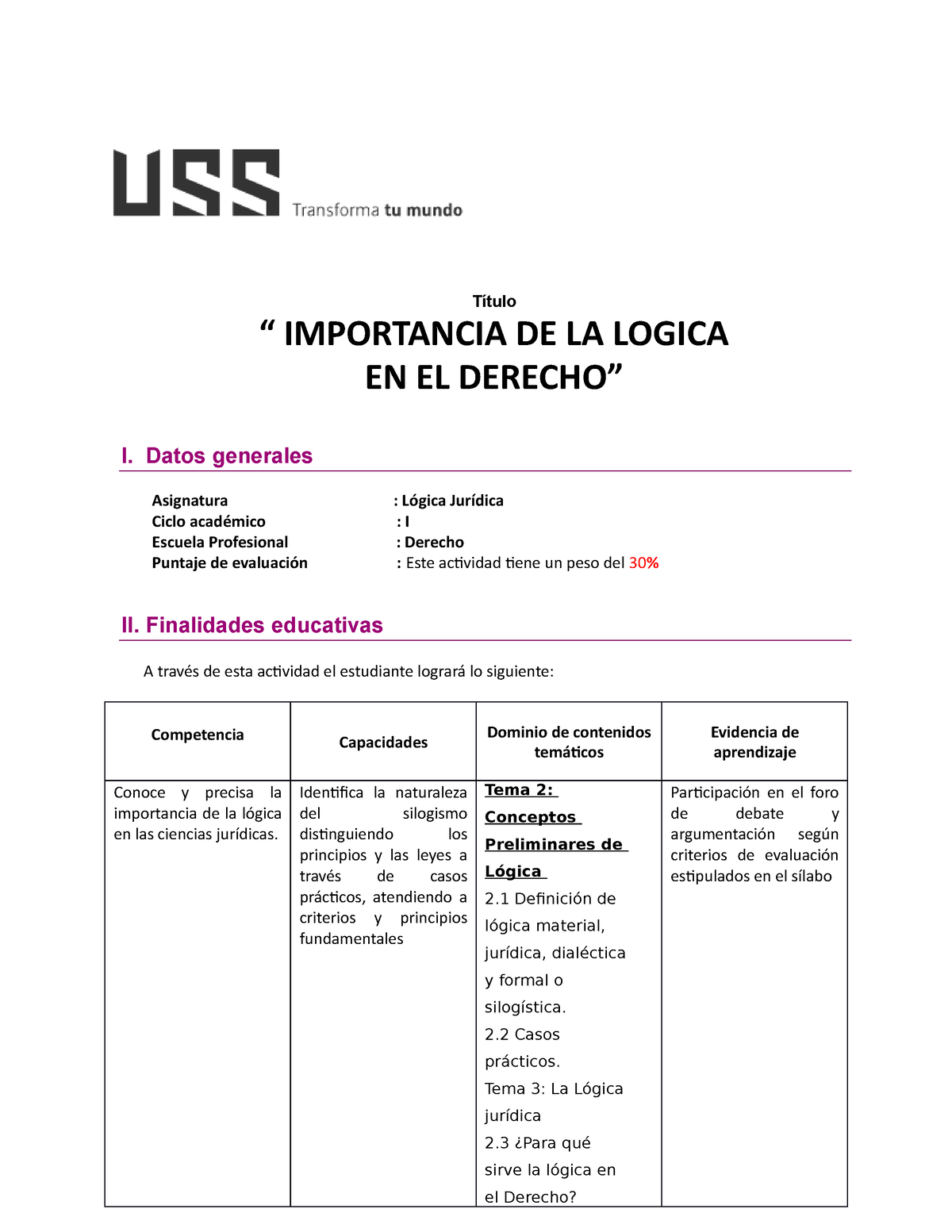 Guia De Foro De Debate Y Argumentacion 2022-II - Título “ IMPORTANCIA ...