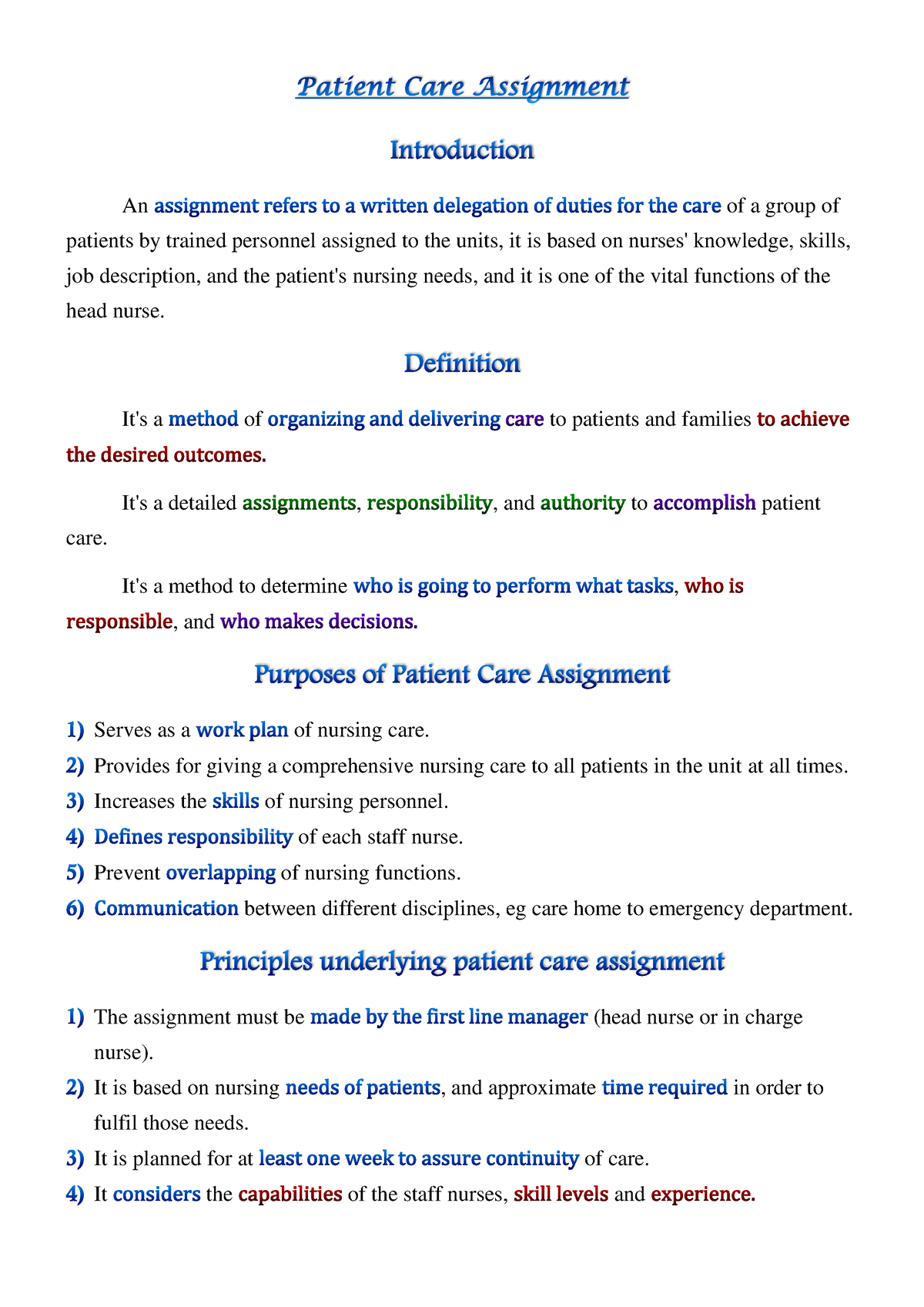 patient care assignment slideshare