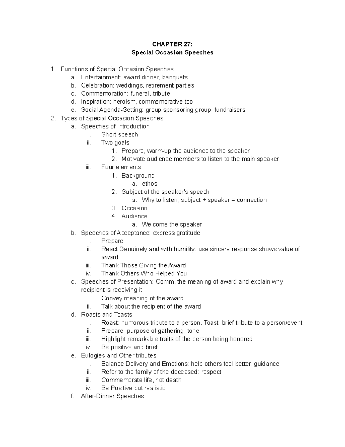 Chapter 2731 When and how to use special occasion speeches. as well