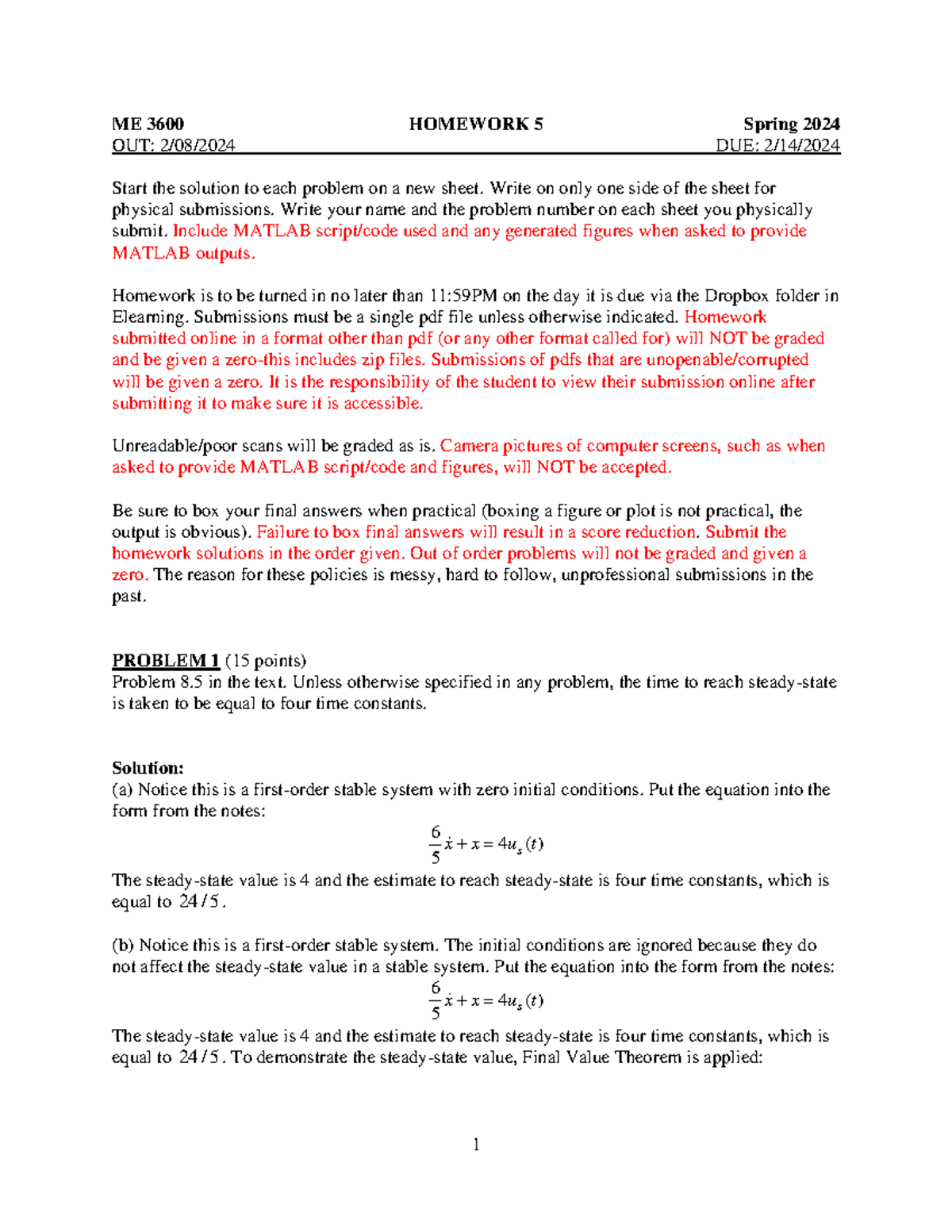 ME3600-Homework-05-Solution - ME 3600 HOMEWORK 5 Spring 2024 OUT: 2 ...