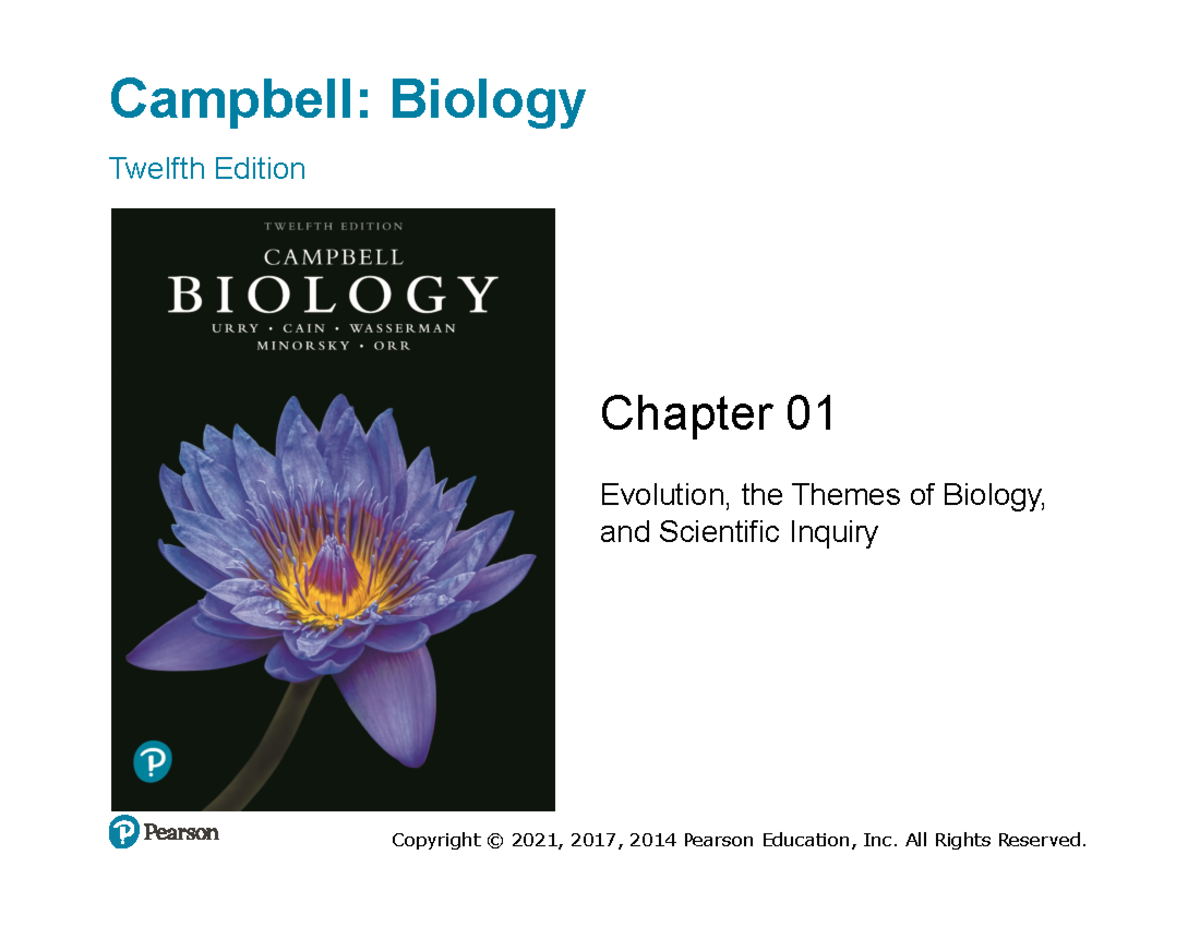 Topic 1 Introduction - Lecture notes 1 - Campbell: Biology Twelfth