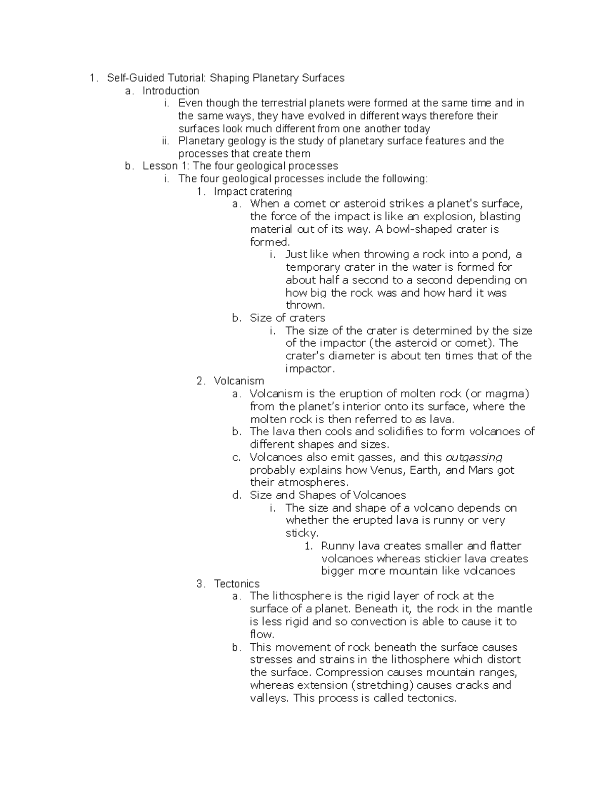 AST1110 - Lesson 7 Lab - Topics Include: The four geological processes ...