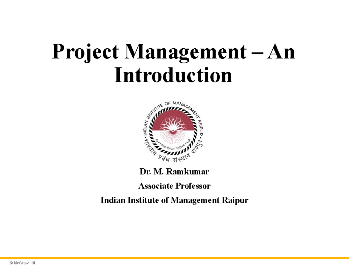 Chapter 1 Project Management Mcgraw Hill Project Management An Chapter 1 Project Management Mcgraw Hill Project Management An