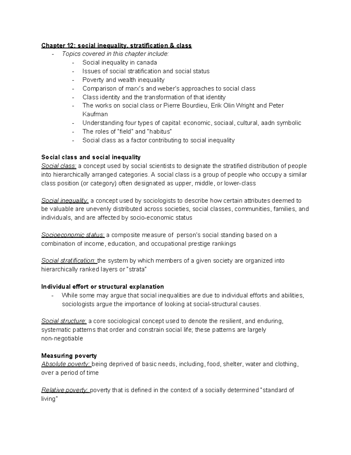 Week 8 - Lecture notes 8 - Chapter 12: social inequality ...