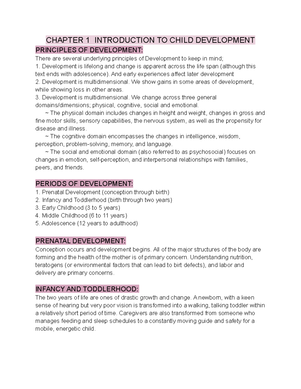 Child Develompment - Book Notes - CHAPTER 1 INTRODUCTION TO CHILD ...