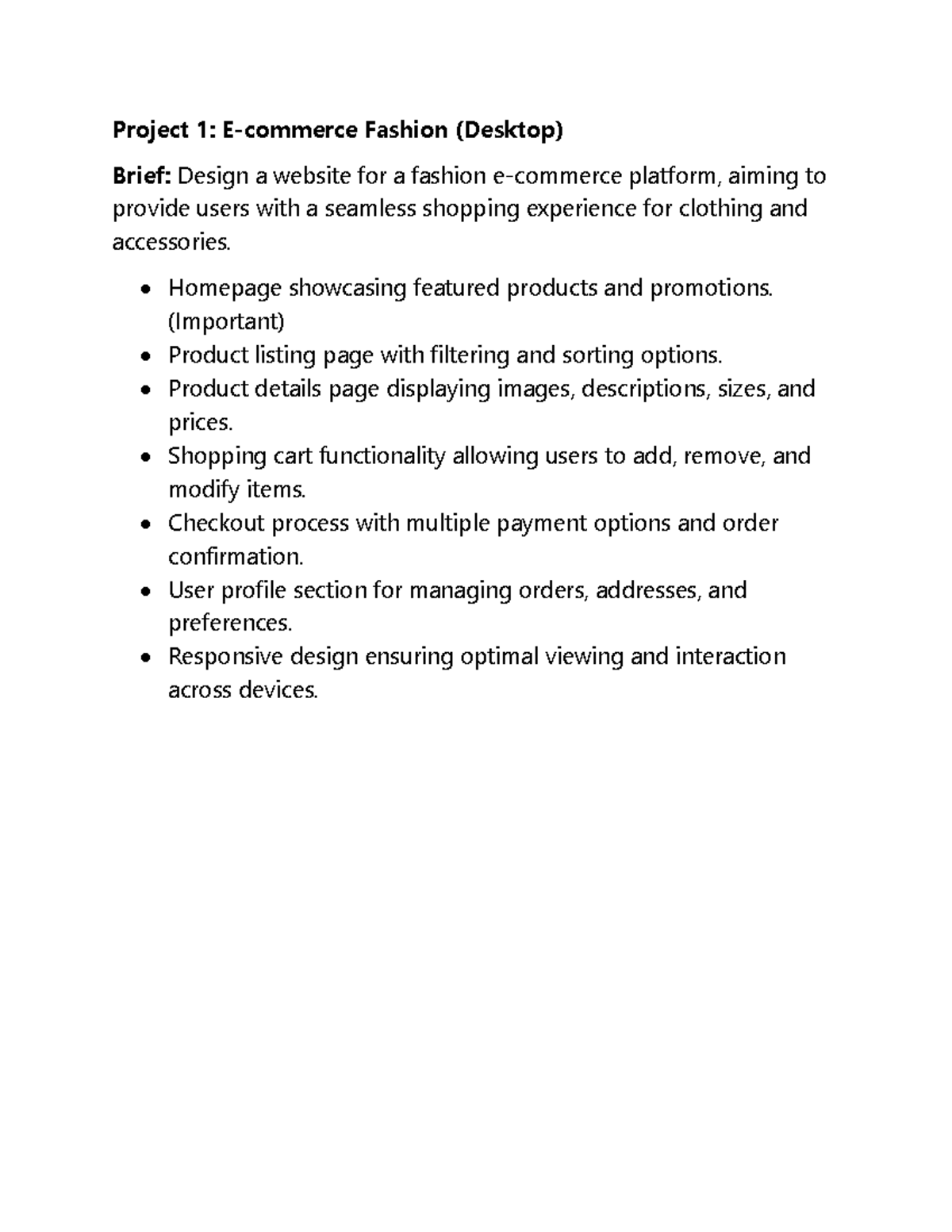 UI UX Projects - Batch 23-24 - Project 1: E-commerce Fashion (Desktop ...